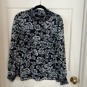 J.Crew navy blue floral blouse